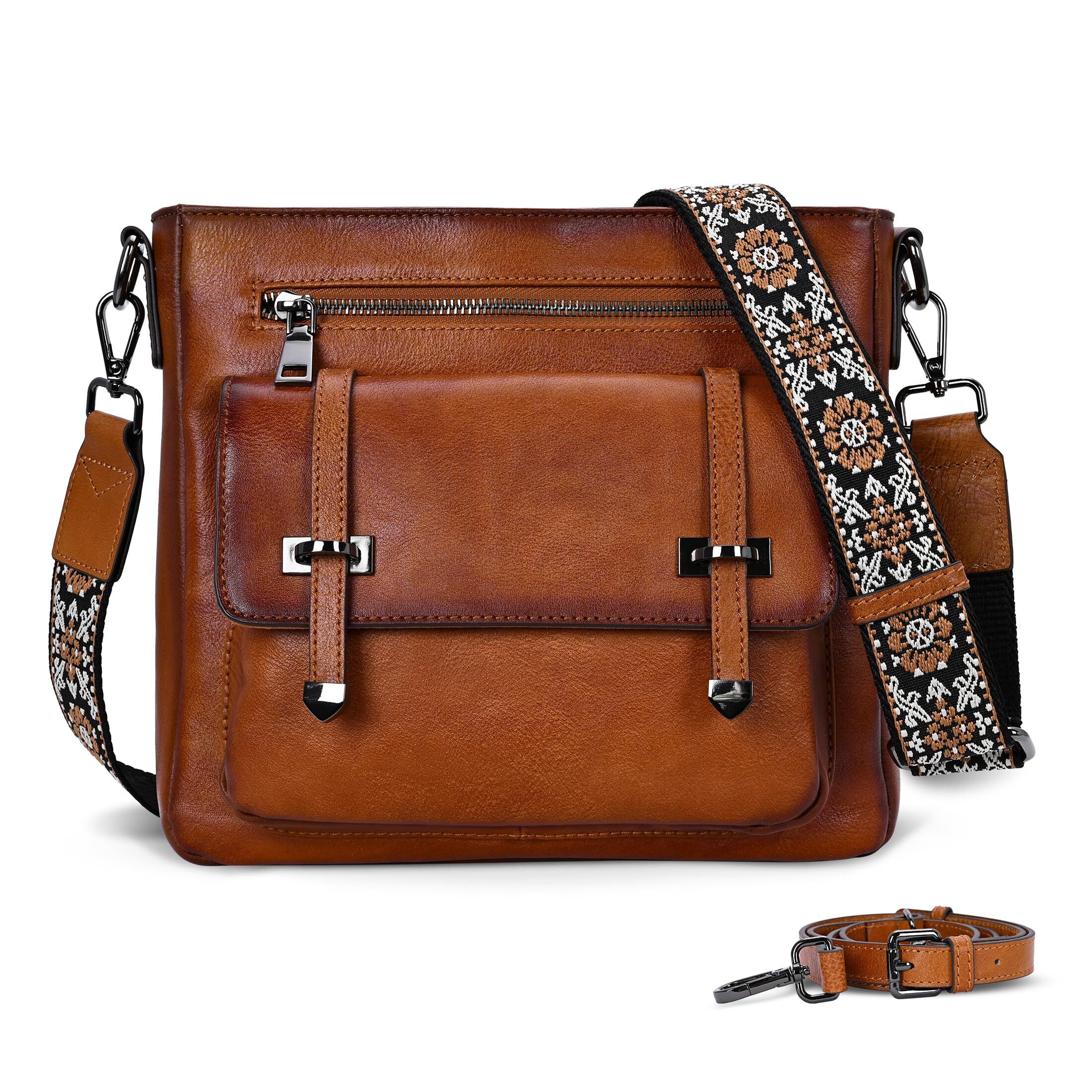4624 Soft Leather Crossbody Bags Shoulder Handbags Multi Pocket Travel